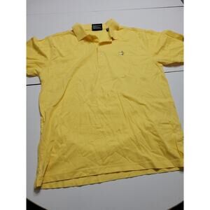 Masters Golf Mens L Activewear Polo Shirt Yellow Pima Stripe Short Sleeve Collar